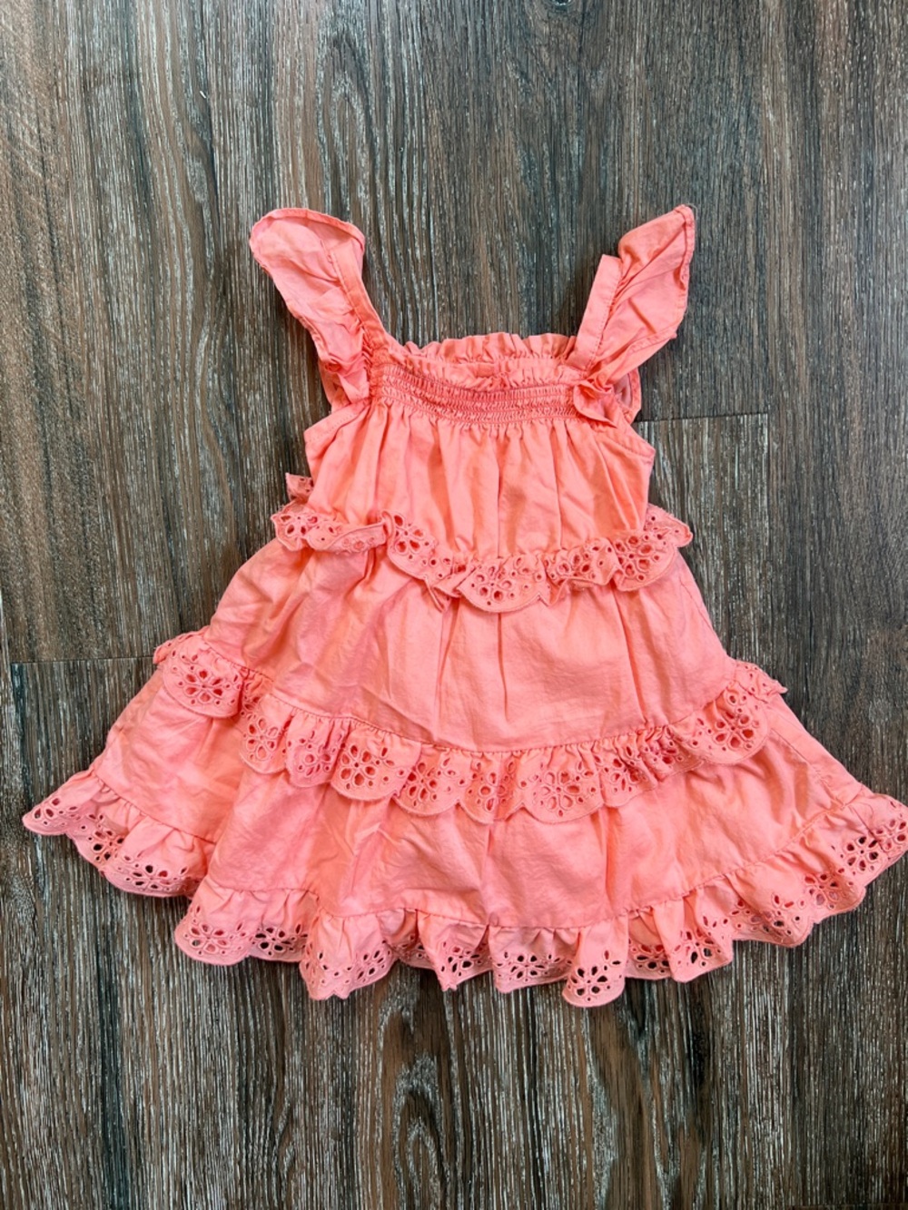 Janie and Jack Coral Ruffled Eyelet Sundress